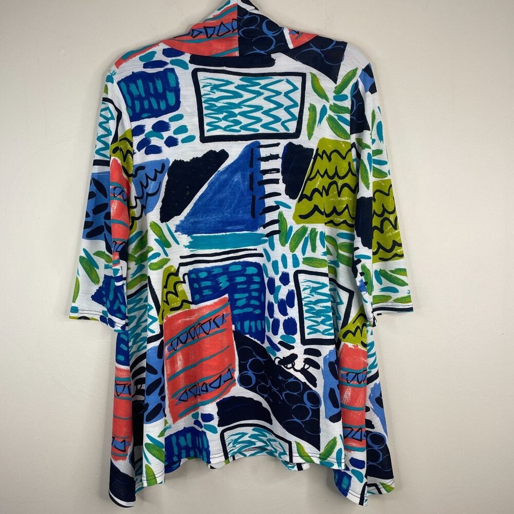 Damee Top Womens Medium Vibrant Abstract Art To Wear Swing Tunic Cowl Neck Comfy - Picture 2 of 15